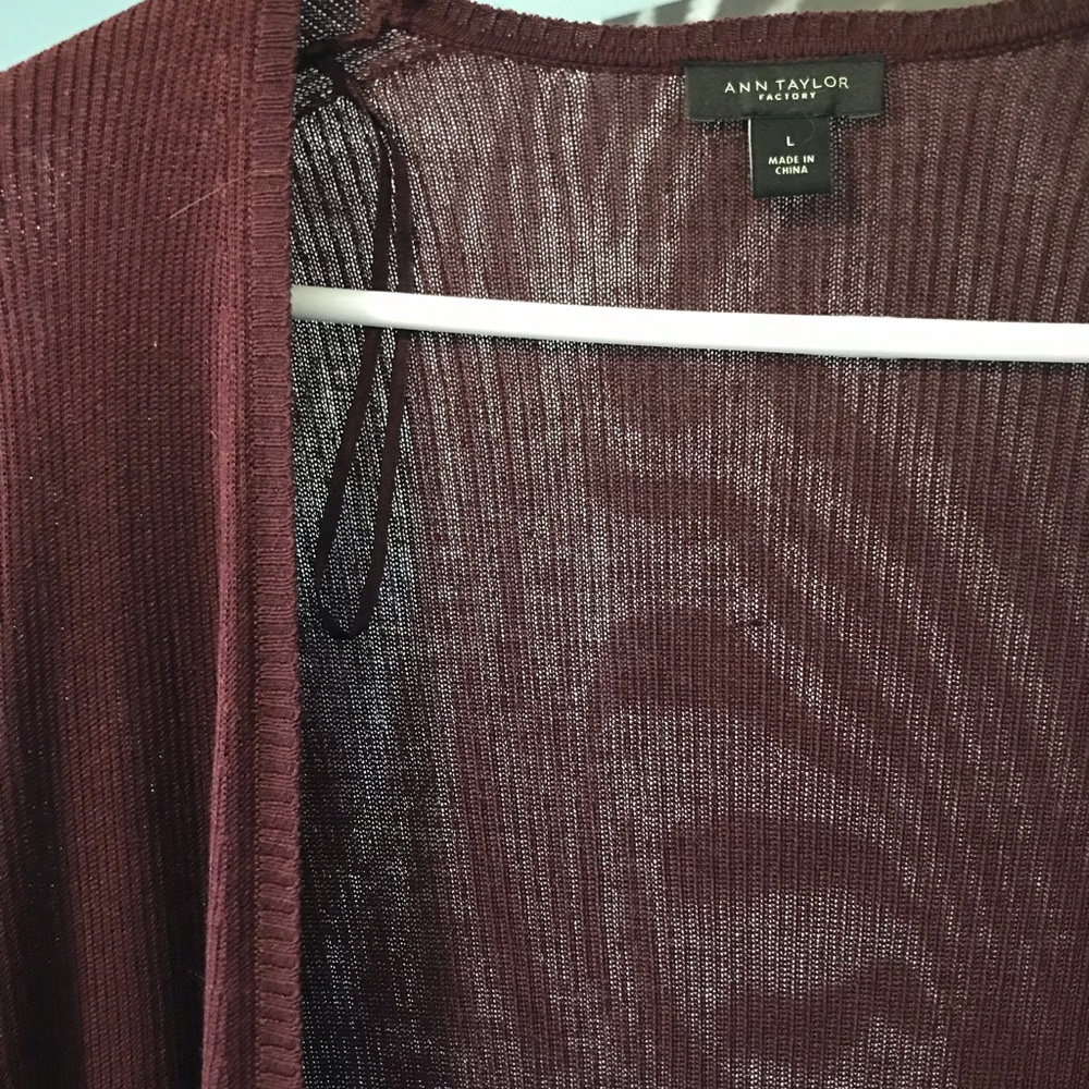 Ann Taylor Long Burgundy Cardigan
